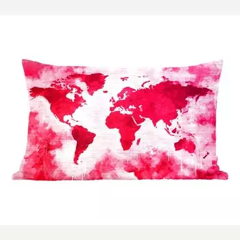 MuchoWow декоративная подушка диванная подушка для гостиной декоративная подушка 50x30 см карта мира - красный - розовый - чехлы на диванные подушки - без наполнителя