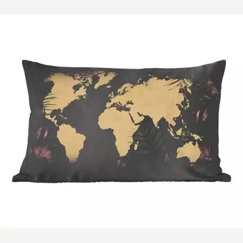MuchoWow декоративная подушка диванная подушка для гостиной декоративная подушка 50 x 30 см карта мира - тропические растения - коричневый - чехлы на диванные подушки - без наполнителя
