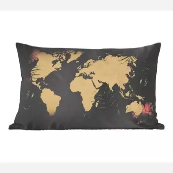 MuchoWow декоративная подушка диванная подушка для гостиной декоративная подушка 50 x 30 см карта мира - цветы - тропические растения - чехлы на диванные подушки - без наполнителя