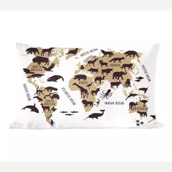 MuchoWow декоративная подушка диванная подушка для гостиной декоративная подушка 50х30 см карта мира - коричневый - животные - чехлы на диванные подушки - без наполнителя