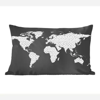 MuchoWow декоративная подушка диванная подушка для гостиной декоративная подушка 50х30 см карта мира - белый - серый - чехлы на диванные подушки - без наполнителя