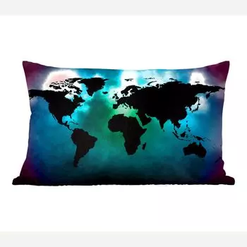 MuchoWow декоративная подушка диванная подушка для гостиной декоративная подушка 50х30 см карта мира - черный - зеленый - чехлы на диванные подушки - без наполнителя