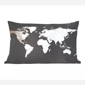 MuchoWow декоративная подушка диванная подушка для гостиной декоративная подушка 50x30 см карта мира - коричневый - черный - чехлы на диванные подушки - без наполнителя