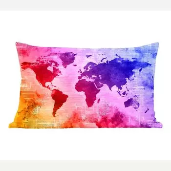 MuchoWow декоративная подушка диванная подушка для гостиной декоративная подушка 50х30 см карта мира - акварель - радуга - чехлы на диванные подушки - без наполнителя, мультиколор