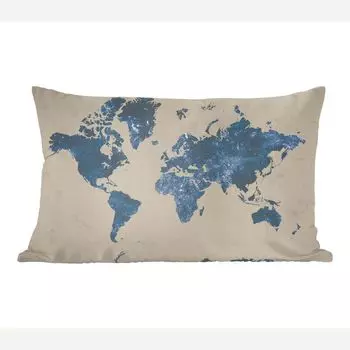 MuchoWow декоративная подушка диванная подушка для гостиной декоративная подушка 50 x 30 см карта мира - синий - винтаж - чехлы на диванные подушки - без наполнителя