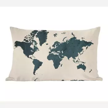 MuchoWow декоративная подушка диванная подушка для гостиной декоративная подушка 50x30 см карта мира - синий - коричневый - чехлы на диванные подушки - без наполнителя