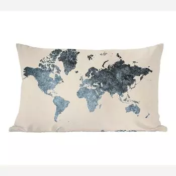 MuchoWow декоративная подушка диванная подушка для гостиной декоративная подушка 50 x 30 см карта мира - черный - серебристый - чехлы на диванные подушки - без наполнителя