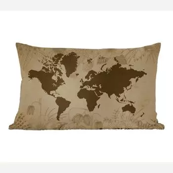 MuchoWow декоративная подушка диванная подушка для гостиной декоративная подушка 50 x 30 см карта мира - винтаж - черный - чехлы на диванные подушки - без наполнителя