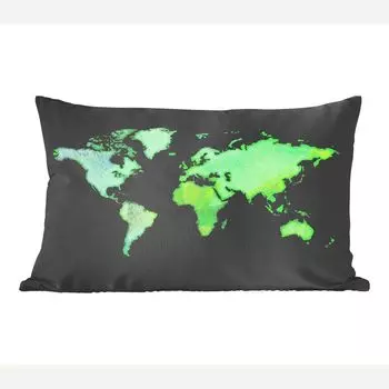 MuchoWow декоративная подушка диванная подушка для гостиной декоративная подушка 50х30 см карта мира - зеленый - акварель - чехлы на диванные подушки - без наполнителя