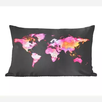 MuchoWow декоративная подушка диванная подушка для гостиной декоративная подушка 50 x 30 см карта мира - акварель - розовый - чехлы на диванные подушки - без наполнителя