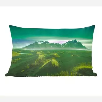 MuchoWow декоративная подушка диванная подушка для гостиной декоративная подушка 50х30 см Северное сияние - Гора - Зеленый - Исландия - чехлы на диванные подушки - без наполнителя