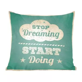 MuchoWow Декоративная подушка Диванная подушка для гостиной Декоративная подушка 40 x 40 см Цитаты - «Хватит мечтать, начни действовать» - Пословицы - Чехлы на диванные подушки - без наполнителя