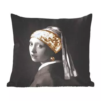 MuchoWow декоративная подушка диванная подушка для гостиной декоративная подушка 40х40 см Девушка с жемчужной сережкой - Вермеер - Золото - чехлы на диванные подушки - без наполнителя