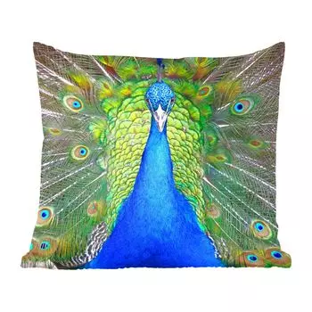 MuchoWow декоративная подушка диванная подушка гостиная декоративная подушка 40х40 см павлин - синий - зеленый - чехлы на диванные подушки - без наполнителя
