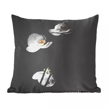 MuchoWow декоративная подушка диванная подушка гостиная декоративная подушка 40х40 см орхидея - цветы - черный - белый - натюрморт - чехлы на диванные подушки - без наполнителя