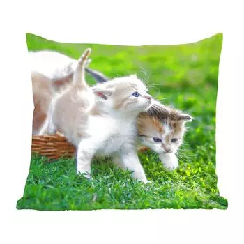 MuchoWow декоративная подушка диванная подушка гостиная декоративная подушка 40х40 см котенок - кот - корзина - девочки - дети - мальчики - дети - чехлы на диванные подушки - без наполнителя
