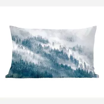 MuchoWow декоративная подушка диванная подушка гостиная декоративная подушка 50х30 см зима - туман - лес - снег - сосна - чехлы на диванные подушки - без наполнителя