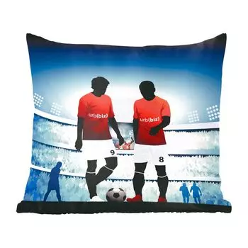MuchoWow декоративная подушка диванная подушка гостиная декоративная подушка 40х40 см Иллюстрация двух футболистов на стадионе - мальчики - девочки - дети - чехлы на диванные подушки - без наполнителя