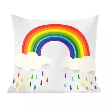 MuchoWow декоративная подушка диванная подушка гостиная декоративная подушка 40х40 см Иллюстрация радуги с облаками и радужными каплями - чехлы на диванные подушки - без наполнителя