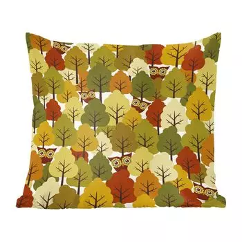 MuchoWow Декоративная подушка Диванная подушка Гостиная Декоративная подушка 50 x 50 см Иллюстрация осеннего леса с совами - чехлы на подушки - украшение - спальня
