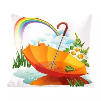 MuchoWow декоративная подушка диванная подушка гостиная декоративная подушка 40х40 см Иллюстрация оранжевого зонтика под радугой - чехлы на диванные подушки - без наполнителя