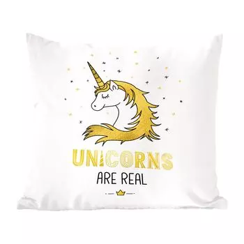 MuchoWow декоративная подушка диванная подушка гостиная декоративная подушка 40х40 см Иллюстрация бело-желтого единорога - девочки - дети - чехлы на диванные подушки - без наполнителя