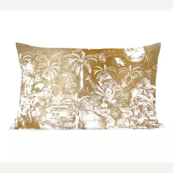 MuchoWow декоративная подушка диванная подушка гостиная декоративная подушка 50х30 см джунгли - золото - дети - растения - животные - чехлы на диванные подушки - без наполнителя