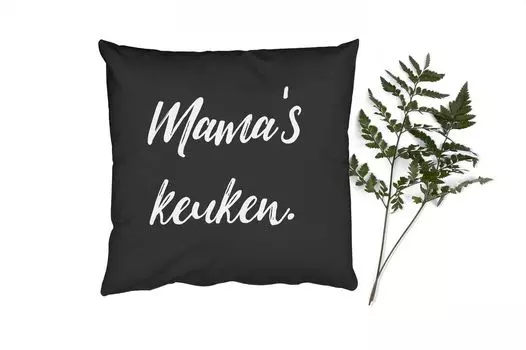 MuchoWow Декоративная подушка Диванная подушка Гостиная Декоративная подушка 40 x 40 см Мамина кухня - Цитаты - Пословицы - Мама - Кулинария - Чехлы на диванные подушки - без наполнителя