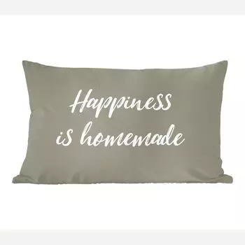 MuchoWow Декоративная подушка Диванная подушка Гостиная Декоративная подушка 50 x 30 см Цитаты - Счастье в домашних условиях - Пословицы - Счастье - Чехлы на диванные подушки - без наполнителя