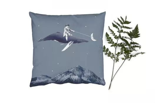 MuchoWow Декоративная подушка Диванная подушка Гостиная Декоративная подушка 50 x 50 см Космос - Мальчик - Луна - Кит - Чехлы на подушки - Украшение - Спальня