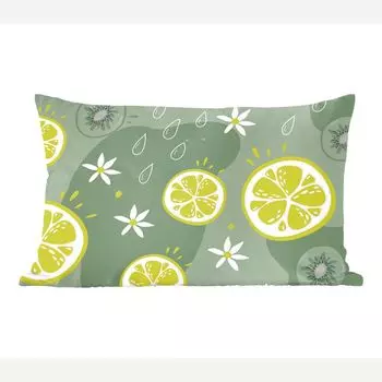 MuchoWow декоративная подушка диванная подушка гостиная декоративная подушка 50х30 см лето - цитрусовые - киви - цветы - чехлы на диванные подушки - без наполнителя