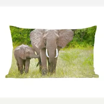 MuchoWow декоративная подушка диванная подушка гостиная декоративная подушка 50x30 см слон - теленок - пейзаж - чехлы на диванные подушки - без наполнителя