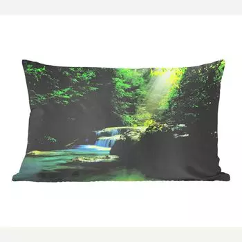 MuchoWow декоративная подушка диванная подушка гостиная декоративная подушка 50х30 см джунгли - водопад - растения - мальчики - девочки - дети - чехлы на диванные подушки - без наполнителя