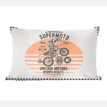 MuchoWow декоративная подушка диванная подушка гостиная декоративная подушка 50х30 см Mancave - Мотоцикл - Винтаж - Оранжевый - Серый - Чехлы на диванные подушки - без наполнителя