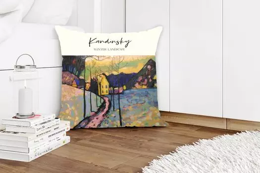 MuchoWow Декоративная подушка Диванная подушка Гостиная Декоративная подушка 50 x 50 см Искусство - Зимний пейзаж - Кандинский - Наволочки - Украшение - Спальня
