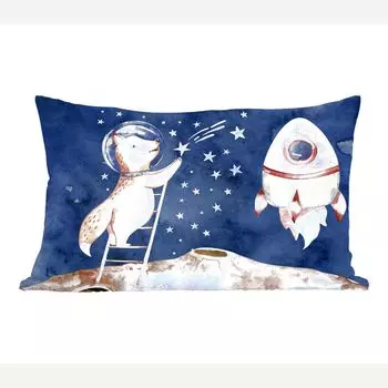 MuchoWow декоративная подушка диванная подушка гостиная декоративная подушка 50x30 см космос - лиса - ракета - мальчик - девочка - дети - чехлы на диванные подушки - без наполнителя