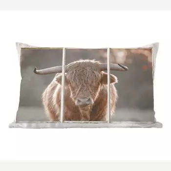 MuchoWow декоративная подушка диванная подушка гостиная декоративная подушка 50 x 30 см Scottish Highlander - вид - рога - чехлы на диванные подушки - без наполнителя