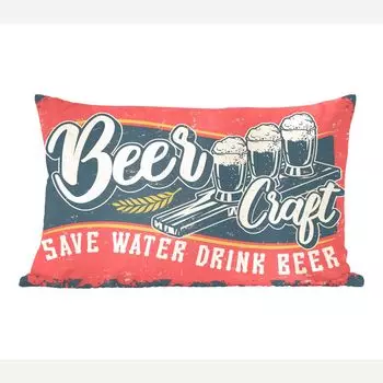 MuchoWow декоративная подушка диванная подушка гостиная декоративная подушка 50х30 см Mancave - пиво - бокалы - винтаж - чехлы на диванные подушки - без наполнителя