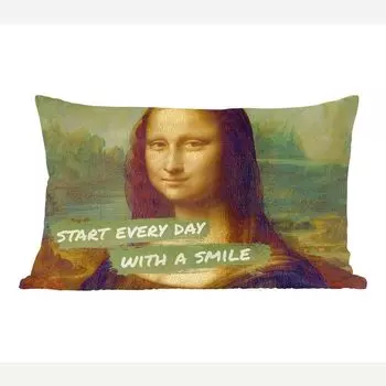 MuchoWow декоративная подушка диванная подушка гостиная декоративная подушка 50х30 см Мона Лиза - Да Винчи - цитата - чехлы на диванные подушки - без наполнителя