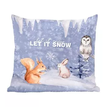 MuchoWow декоративная подушка диванная подушка гостиная декоративная подушка 40х40 см зима - белка - сова - кролик - чехлы на диванные подушки - без наполнителя