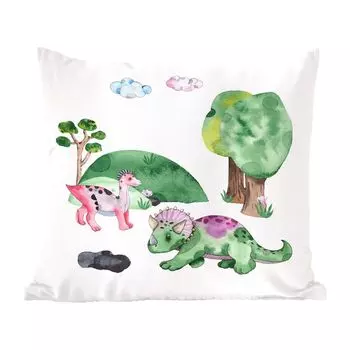 MuchoWow Декоративная подушка Диванная подушка Гостиная Декоративная подушка 50 x 50 см Детская комната - Динозавры - Белый - Мальчики - Девочки - Дети - Чехлы на подушки - Украшение - Спальня