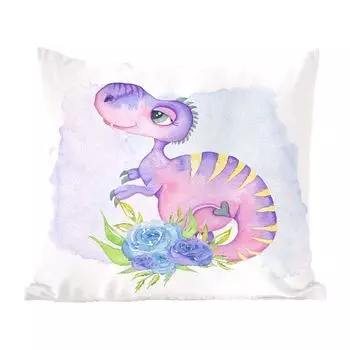 MuchoWow декоративная подушка диванная подушка гостиная декоративная подушка 40 х 40 см динозавр - детская комната - акварель - для девочек - детский - розовый - чехлы на диванные подушки - без наполнителя