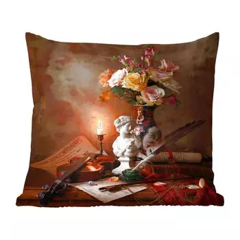 MuchoWow декоративная подушка диванная подушка гостиная декоративная подушка 40х40 см свеча - скрипка - натюрморт - чехлы на диванные подушки - без наполнителя