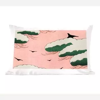 MuchoWow декоративная подушка диванная подушка гостиная декоративная подушка 50х30 см облака - птица - ретро - японский - скандинавский - чехлы на диванные подушки - без наполнителя