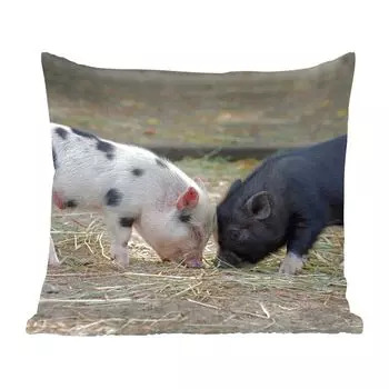 MuchoWow декоративная подушка диванная подушка гостиная декоративная подушка 40x40 см свиньи - поросята - солома - чехлы на диванные подушки - без наполнителя