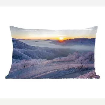 MuchoWow Декоративная подушка Диванная подушка Гостиная Декоративная подушка 50 x 30 см Зима - Горы - Солнце - Вечер - Чехлы на диванные подушки - без наполнителя