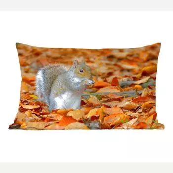 MuchoWow декоративная подушка диванная подушка гостиная декоративная подушка 50х30 см белка между осенними листьями - чехлы на диванные подушки - без наполнителя
