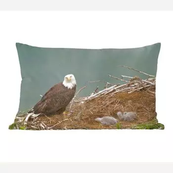 MuchoWow декоративная подушка диванная подушка гостиная декоративная подушка 50х30 см Белоголовый орлан с парой птенцов в гнезде - чехлы на диванные подушки - без наполнителя