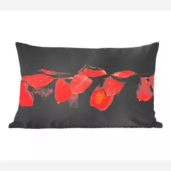 MuchoWow декоративная подушка диванная подушка гостиная декоративная подушка 50х30 см Красные листья на черном фоне - чехлы на диванные подушки - без наполнителя