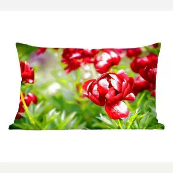 MuchoWow декоративная подушка диванная подушка гостиная декоративная подушка 50х30 см Сад полный красных пионов - чехлы на диванные подушки - без наполнителя